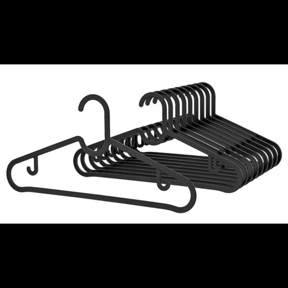Set of 10 Ikea black plastic closet hangers sturdy clothing closet organizing